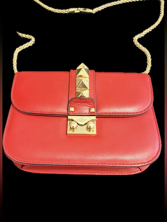 Valentino Garavani Handbags - Valentino Garavani Red Leather Rockstud Chain Shoulder Bag Like New Authentic